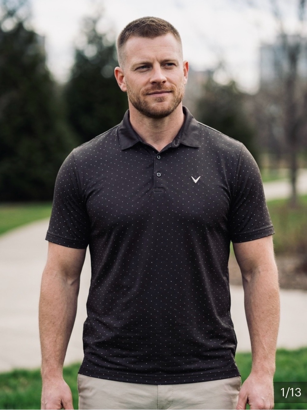 Callaway Opti-Dri Black Gray Flecks Polo Golf Athleisure Shirt Size XL